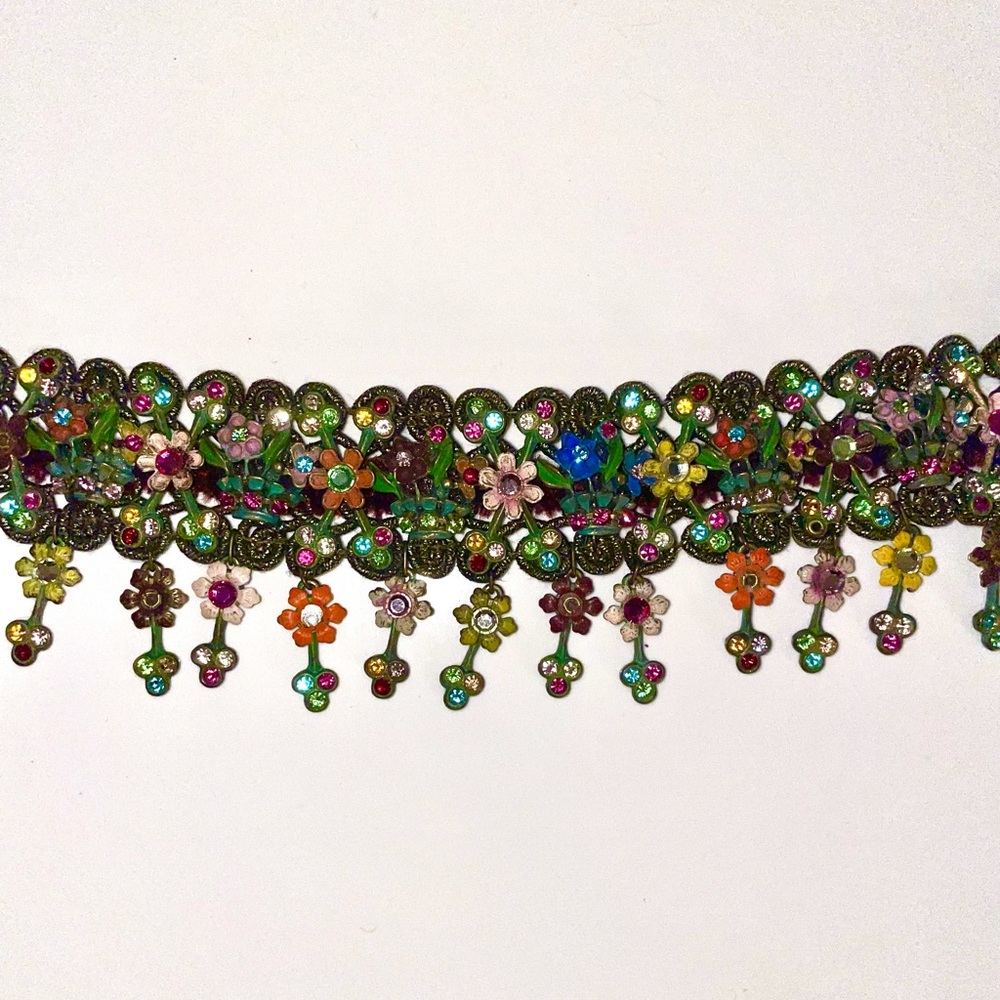 Michal Negrin Floral & Swarovski Necklace.Rare